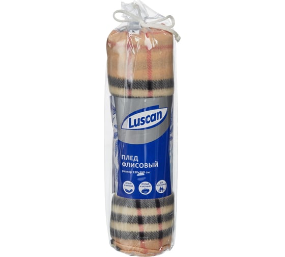 Плед Luscan орнамент клетка флис 130x150 см бежевый 1437296