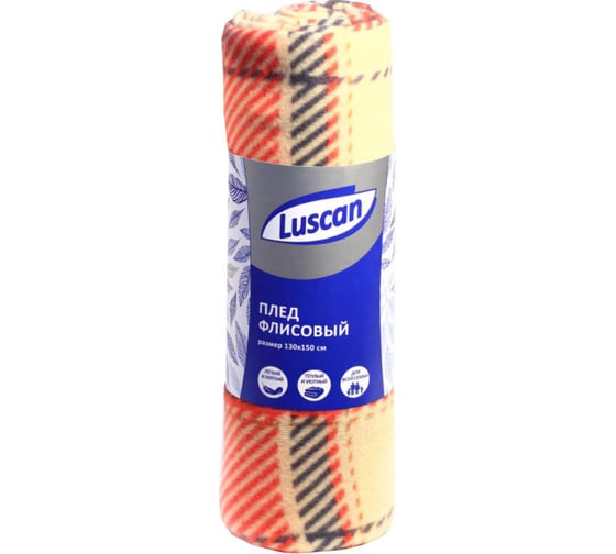 Плед Luscan орнамент клетка флис 130x150 см красный 1437298