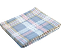 Плед Luscan орнамент клетка тартан флис 130x150 см светло-голубой 1437304