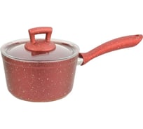 Алюминиевый ковш Катюша Классика 16 см, 1.4л, стеклянная крышка, кр.гранит, 8040-160-3