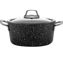 Алюминиевая кастрюля Катюша Модус 4.0 л, стекянная крышка, металлические ручки-хром, чер.гр./серебро, 15021-400-2Cr