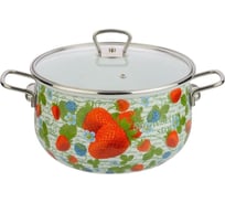 Кастрюля Катюша Клубника эмаль 3.5л, стекляная крышка 1020-351-4
