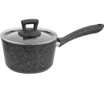 Алюминиевый ковш Катюша Классика 16 см, 1,4л, стеклянная крышка, чер.гранит 8040-160-2