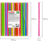 Прямые трубочки для коктейлей LAIMA, пластиковые, 5x210 мм, цветные, комплект 250 шт 608356