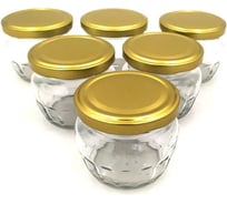 Набор банок ЛЕТО стеклянные под твист-офф 66мм 0.13л гран. с крышкой 6шт 97849