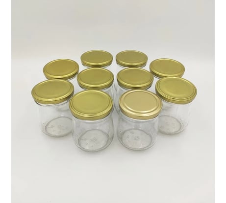 Набор банок ЛЕТО стеклянные под твист-офф d82мм 0.5л фонарик с крышкой золотистой 10шт 97614