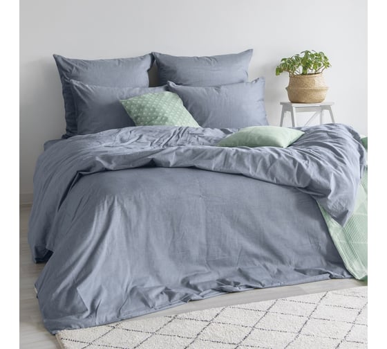 Комплект постельного белья Verossa Melange Евро, с наволочками 50x70 см, 70x70 см Indigo 775866
