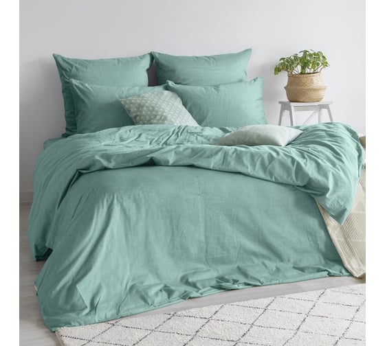Комплект постельного белья Verossa Melange Евро, с наволочками 50x70 см, 70x70 см Emerald 775867