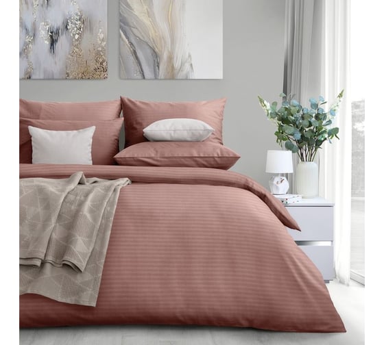 Комплект постельного белья Verossa Stripe Семейный, с наволочками 50x70 см, 70x70 см Ash 747386