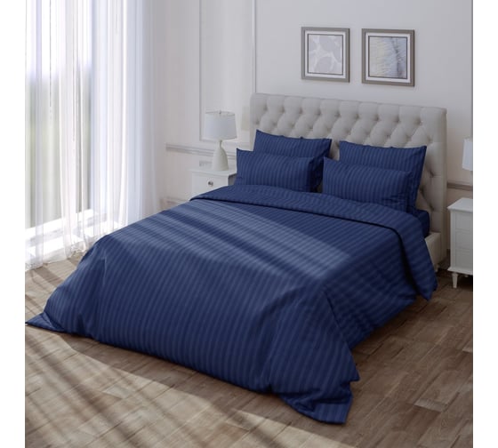 Комплект постельного белья Verossa Stripe двуспальный, с наволочками 50x70 см Indigo 738053