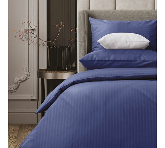 Комплект постельного белья Verossa Stripe полутораспальный, с наволочками 50x70 см Indigo 738042