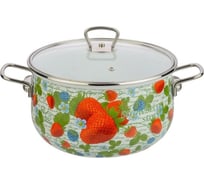 Кастрюля Катюша Клубника эмаль 5.8л, стек. крышка 1020-581-4