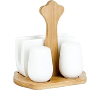 Набор для специй Nouvelle naturel, солонка, перечница, салфетница, бамбуковая подставка, 100 мл 2630301