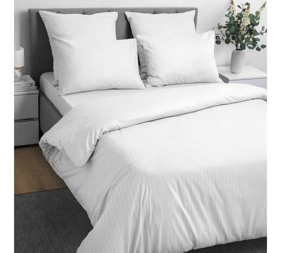 Комплект постельного белья Волшебная Ночь Warm white поплин, двуспальный, с наволочками 70/70 782119