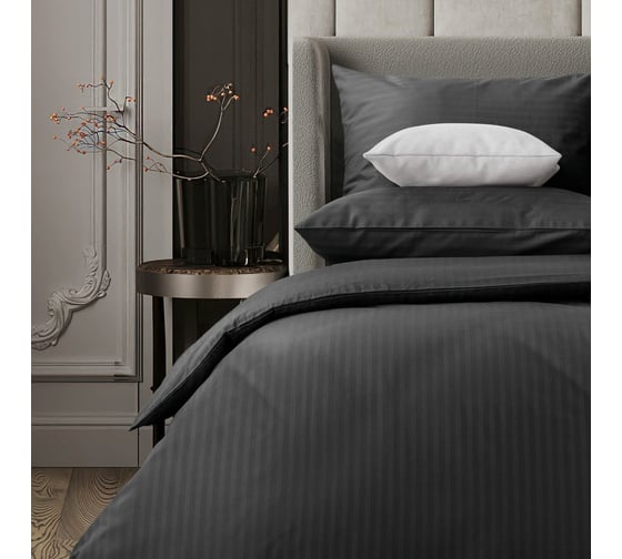 Комплект постельного белья Verossa Stripe двуспальный, с наволочками 70x70 см Black 738145