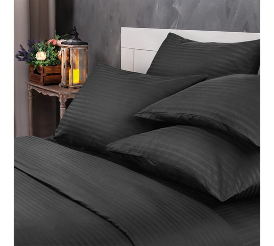 Комплект постельного белья Verossa Stripe двуспальный, с наволочками 70x70 см Black 738145