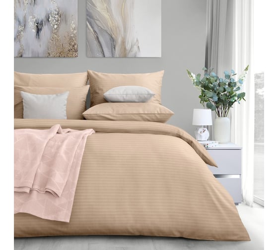 Комплект постельного белья Verossa Stripe Семейный, с наволочками 50x70 см,70x70 см Bronze 747406