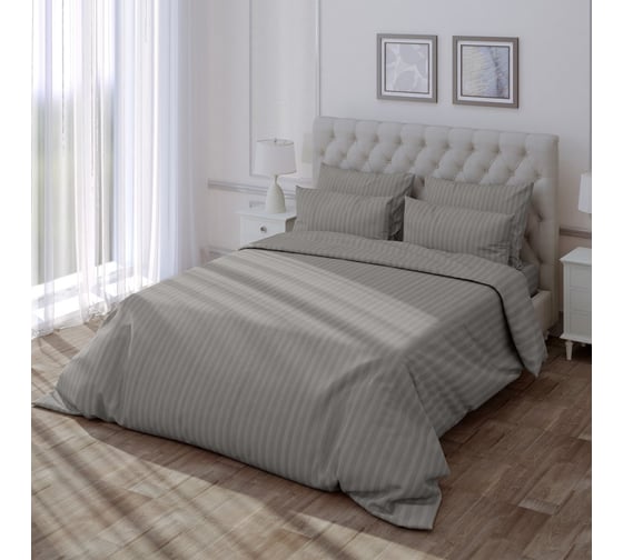 Комплект постельного белья Verossa Stripe Евро, с наволочками 50x70 см, 70x70 см Gray 738009 1