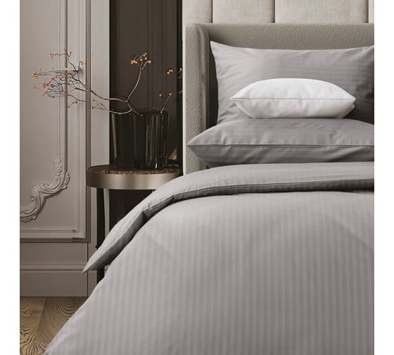 Комплект постельного белья Verossa Stripe Евро, с наволочками 50x70 см, 70x70 см Gray 738009