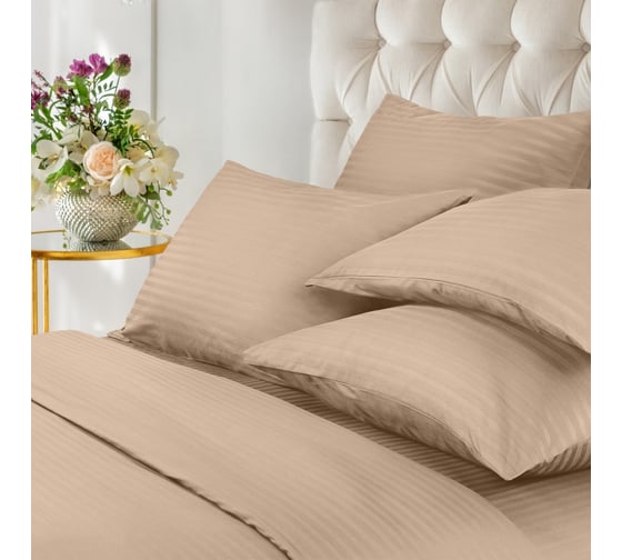 Комплект постельного белья Verossa Stripe двуспальный, с наволочками 50x70 см Bronze 747398