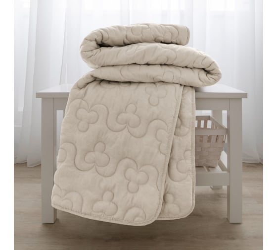 Одеяло Самойловский Текстиль Стёжка 140x205 см, ХБ ткань/Полиэстер, 150 г/м2, бежевая ветка 778350