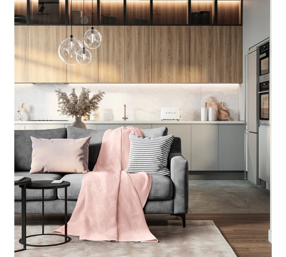 Жаккардовый плед Verossa 220x190 см Нежно-персиковый 734322