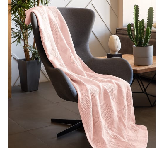 Жаккардовый плед Verossa 220x190 см Нежно-персиковый 734322