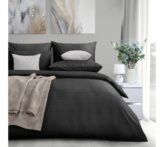 Простыня Verossa Stripe 200x220 см Black 730537