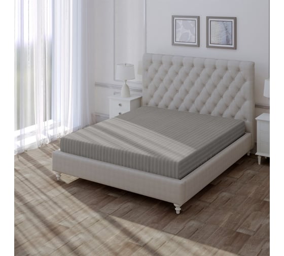 Простыня Verossa Stripe на резинке 180x200 см борт 30 см Gray 784511