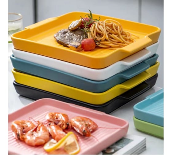 Керамическое квадратное блюдо PERFECTO LINEA Asian 24.5x21.5x2.3 см, зеленый 17-124213