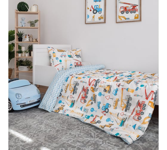 Комплект постельного белья Волшебная Ночь Town cars Junior поплин, полутораспальный, с наволочками 50/70 786628