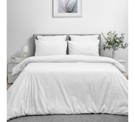 Комплект постельного белья Волшебная Ночь Warm white поплин, двуспальный, с наволочками 50/70 782123