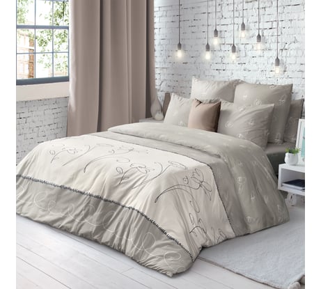 Комплект постельного белья Волшебная Ночь Фиалка монмартра ранфорс, евро, с наволочками 50/70 789687