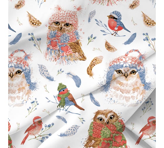 Комплект постельного белья Волшебная Ночь Winter owlets Junior поплин, полутораспальный, с наволочками 50/70 780464