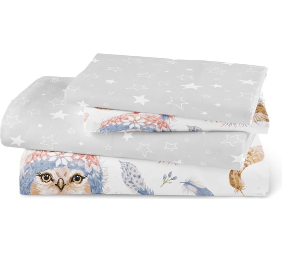 Комплект постельного белья Волшебная Ночь Winter owlets Junior поплин, полутораспальный, с наволочками 50/70 780464