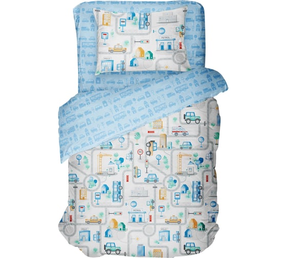 Комплект постельного белья Волшебная Ночь Сity road Junior поплин, полутораспальный, с наволочками 50/70 786627