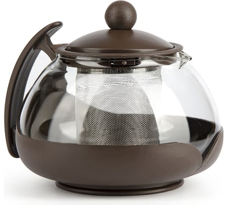 Стеклянный заварочный чайник BAROUGE BF-500/60 с металлическим ситом, коричневый, 750 мл, BF-500 750 мл/коричневый/чайник