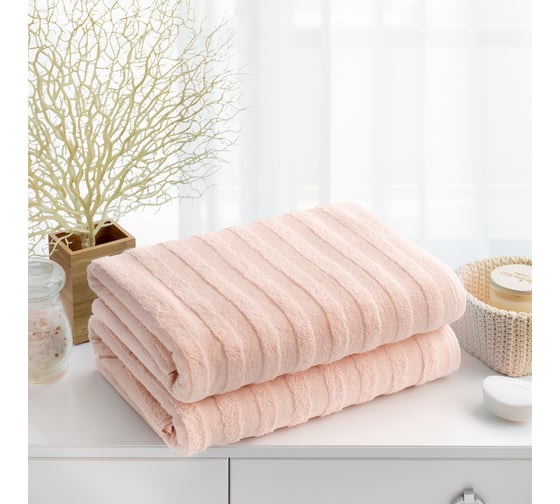 Набор махровых полотенец Verossa Stripe Нежно-персиковый, 50x90 см, 70x140 см, 500 г/м2 746399