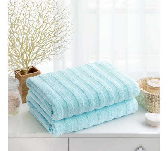 Набор махровых полотенец Verossa Stripe Нежно-голубой, 50x90 см, 70x140 см, 500 г/м2 746400