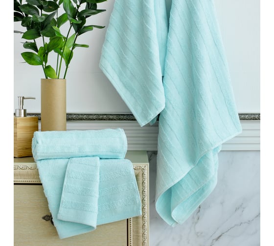 Набор махровых полотенец Verossa Stripe Нежно-голубой, 50x90 см, 70x140 см, 500 г/м2 746400