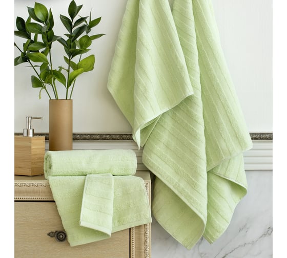 Набор махровых полотенец Verossa Stripe Светло-фисташковый, 70x140 см - 2 шт., 50x90 см - 2 шт., 500 г/м2 752383