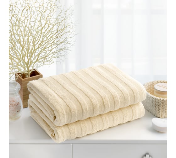 Набор махровых полотенец Verossa Stripe Экрю 50x90 см, 70x140 см, 500 г/м2 746398