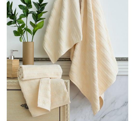 Набор махровых полотенец Verossa Stripe Экрю 50x90 см, 70x140 см, 500 г/м2 746398