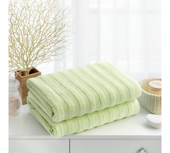 Набор махровых полотенец Verossa Stripe Светло-фисташковый, 50x90 см, 70x140 см, 500 г/м2 746401