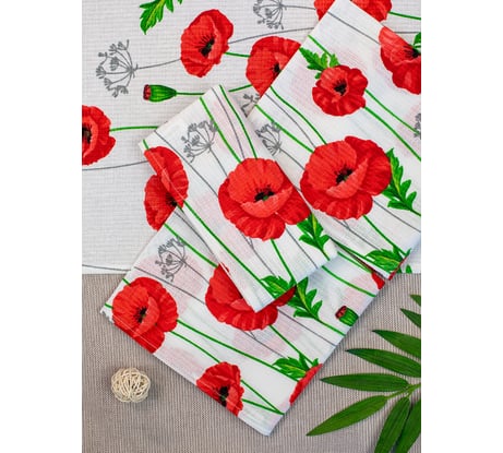 Вафельное полотенце Самойловский Текстиль 40/70 Маки 764540