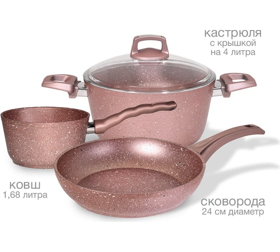Набор посуды OURSSON розовое золото CS2404A/RG