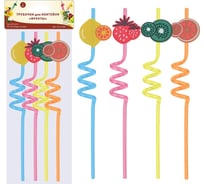 Трубочки для коктейля Мультидом Фрукты 4 шт 27 см VL13-160
