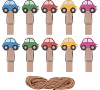 Декоративные прищепки Мультидом Машинки Набор из 10 шт общая длина 3.5 см VL75-122