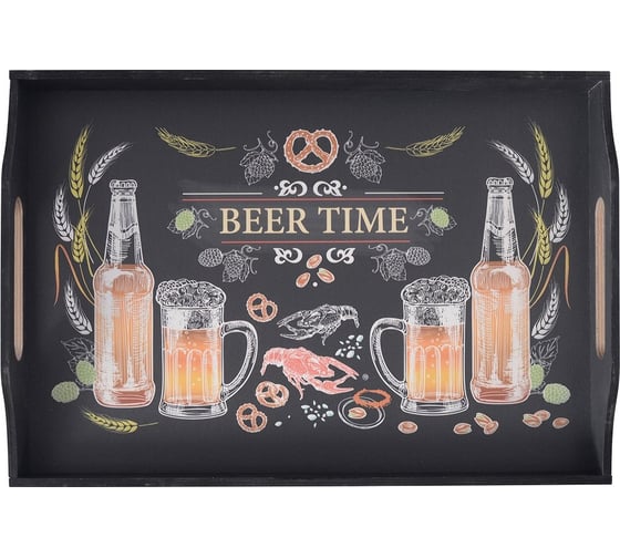 Поднос Мультидом BEER TIME размер 41х28х6 см МТ18-151