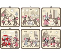 Прихватка Мультидом Мышки-путешественники размер 16х16 см 6 дизайнов HN88-363